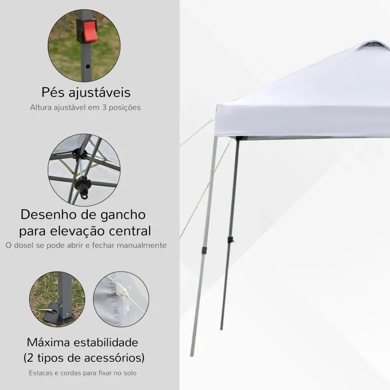 Tenda de Jardim Dobrável - Branco - 3x3m