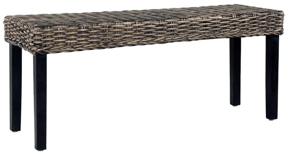 Banco 110cm vime Kubu natural e madeira mangueira maciça preto