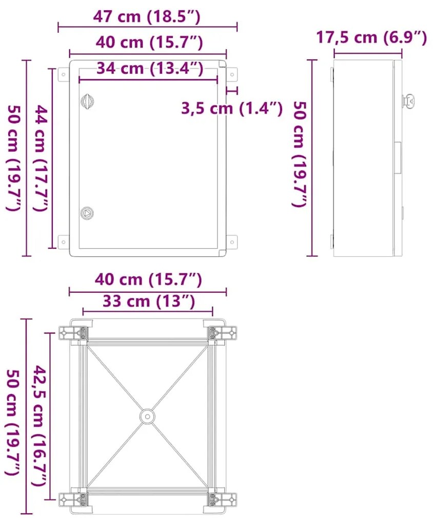Armário de Controle IP65 À Prova d'Água Cinza 40x17,5x50 cm Plástico A