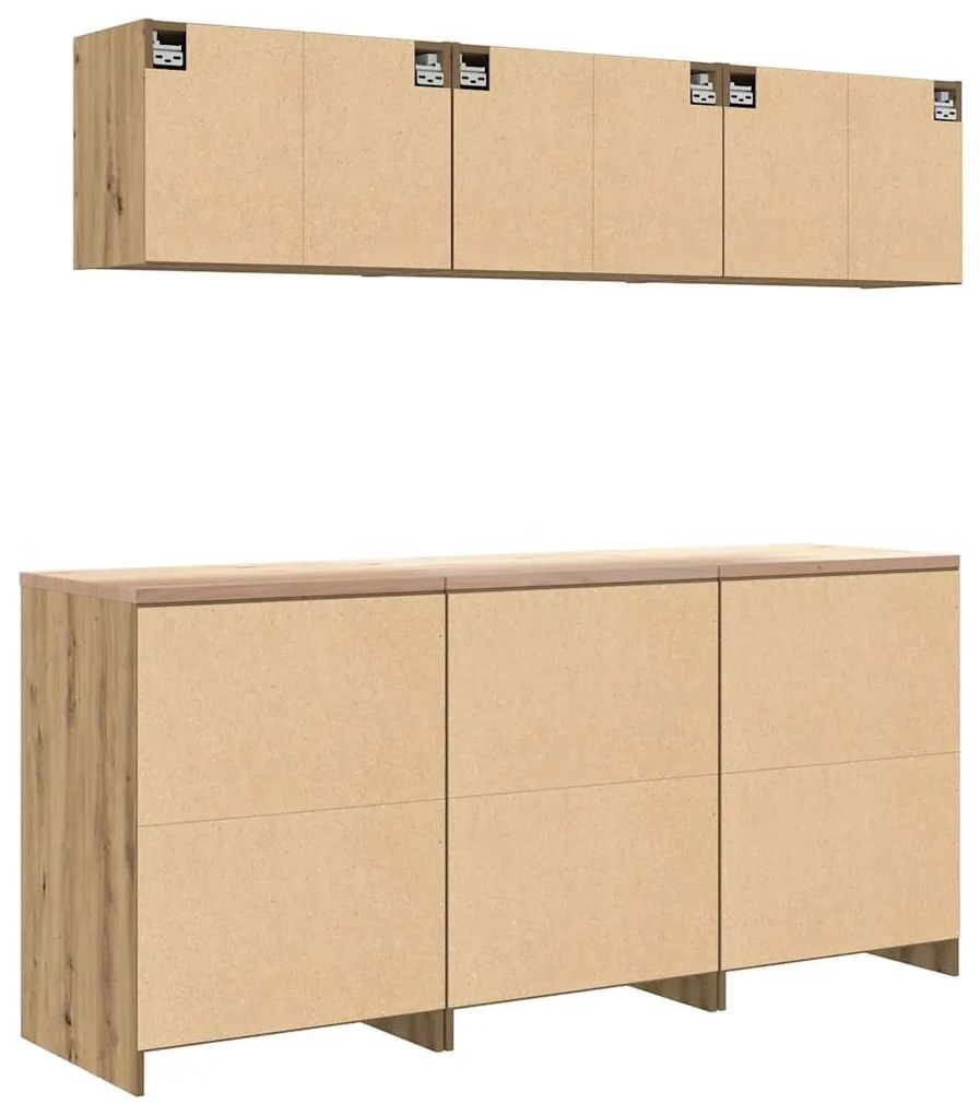 Armários de garagem 6 pcs madeira processada carvalho artisiano