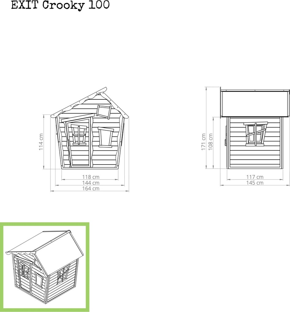 Casa de brincar exterior para crianças Crooky 100 em madeira - cinza-bege