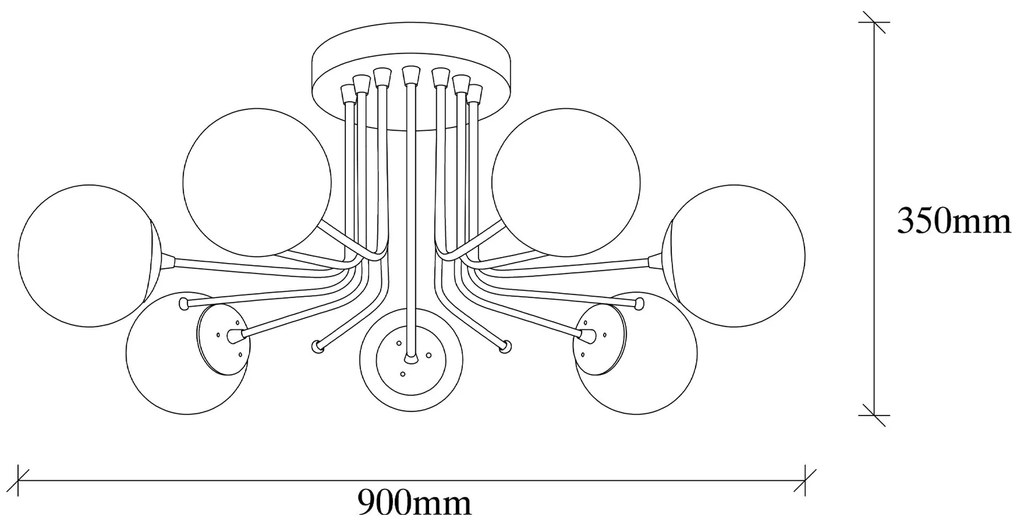 Candeeiro de Teto Daisy – Preto – Diâmetro 90 cm, Altura 35 cm