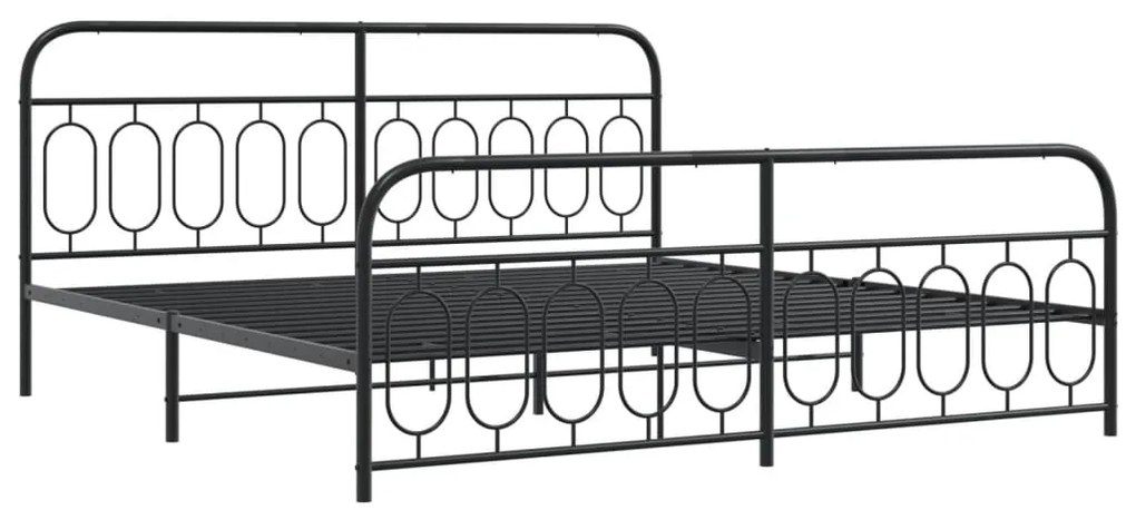 Estrutura de cama com cabeceira e pés 200x200 cm metal preto