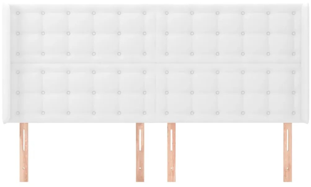 Cabeceira cama c/ abas couro artificial 183x16x118/128cm branco