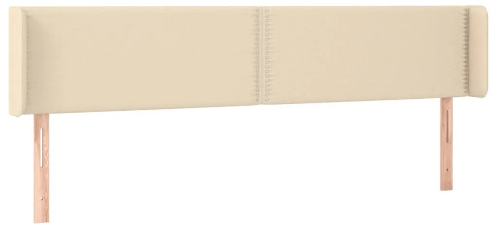 Cabeceira de cama c/ luzes LED tecido 203x16x78/88 cm cor creme