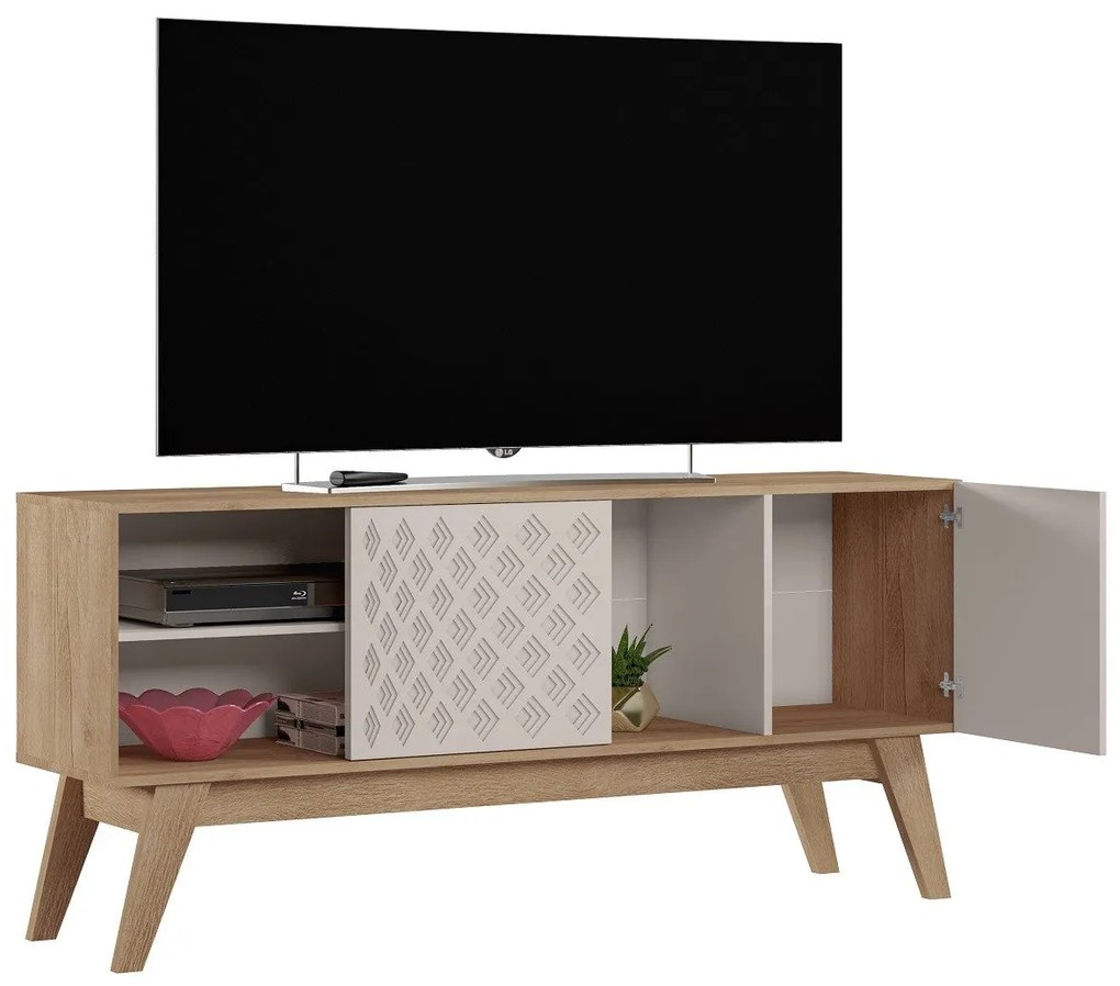 Móvel TV PREMIUM – 150x37,5x67,5 cm – MDP Cedro e Casca de Ovo com Por