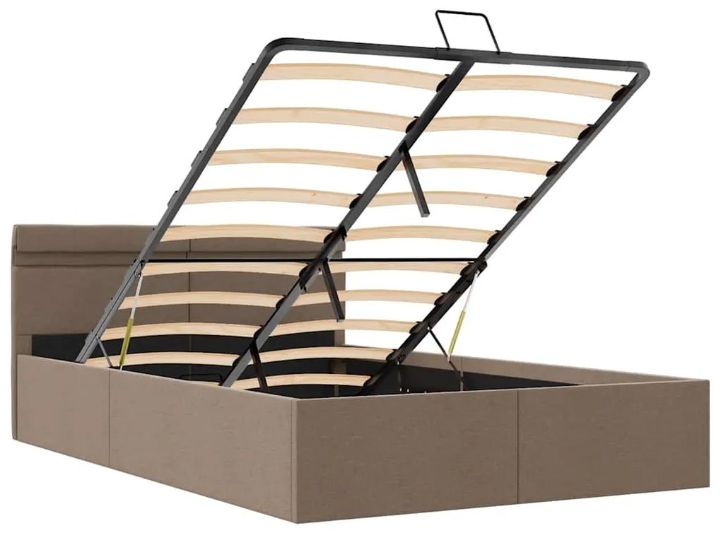 Estrutura cama hidrául.+ LED 140x200cm tecido cinza-acastanhado