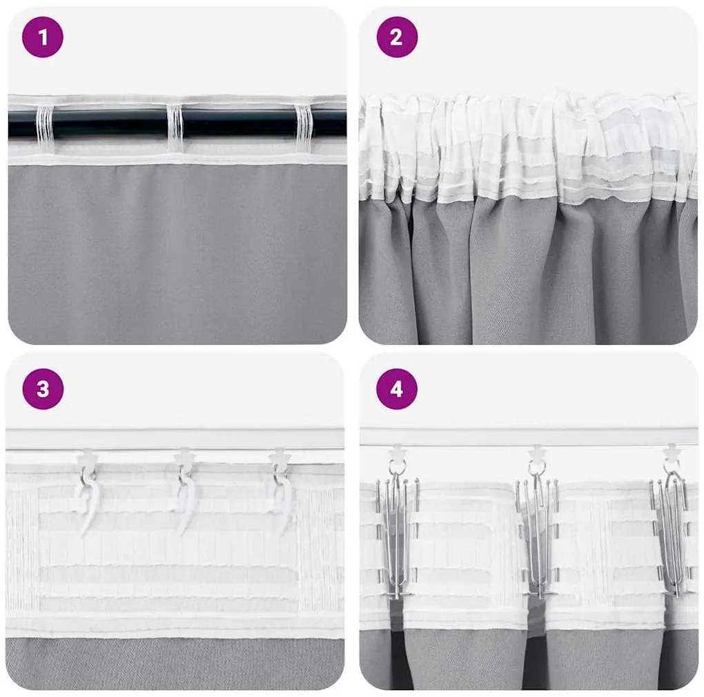 Cortinas 2 pcs Cinzento-claro 245 x 140 cm Poliéster