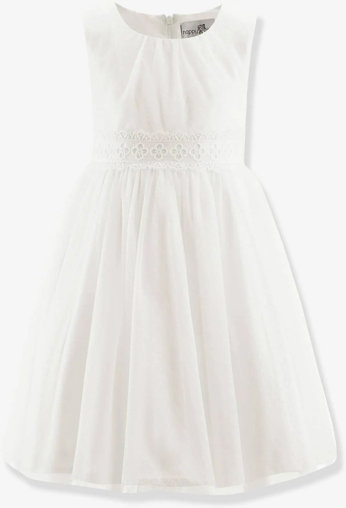 Vestido de tule com renda Happy Girls para menina cru