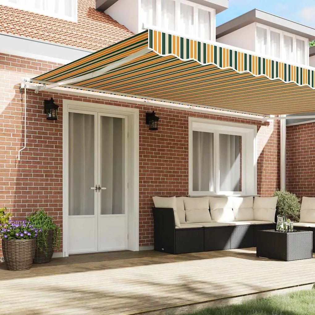 Toldo Retrátil Verde e amarelo 500 × 300 cm Verde e amarelo