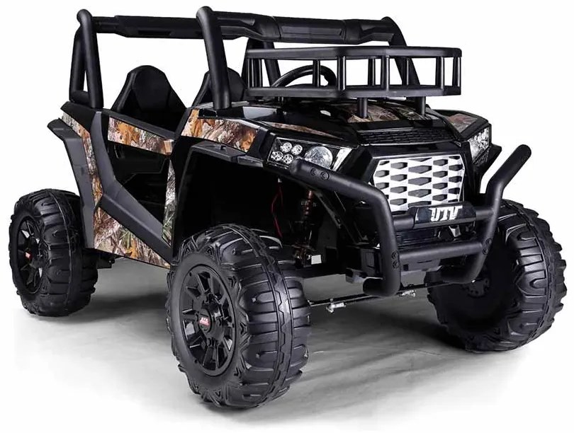 Jipe elétrico para crianças Tipo UTV 24V 2 Lugares em imitação de pele, comando à distância 2,4 GHz, 2 motores de 200 W, bateria de lítio, travão elét