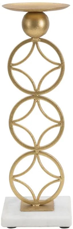 Castiçal "Star" em Metal Dourado e Mármore – 10x10x32 cm