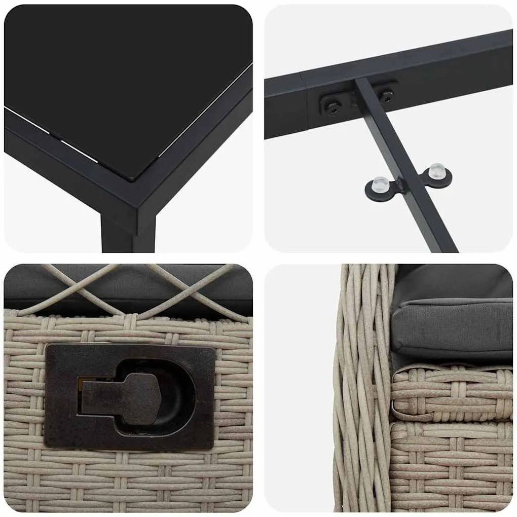 Conjunto de Jantar de Jardim com 5 peças em Polyrattan Cinza Claro