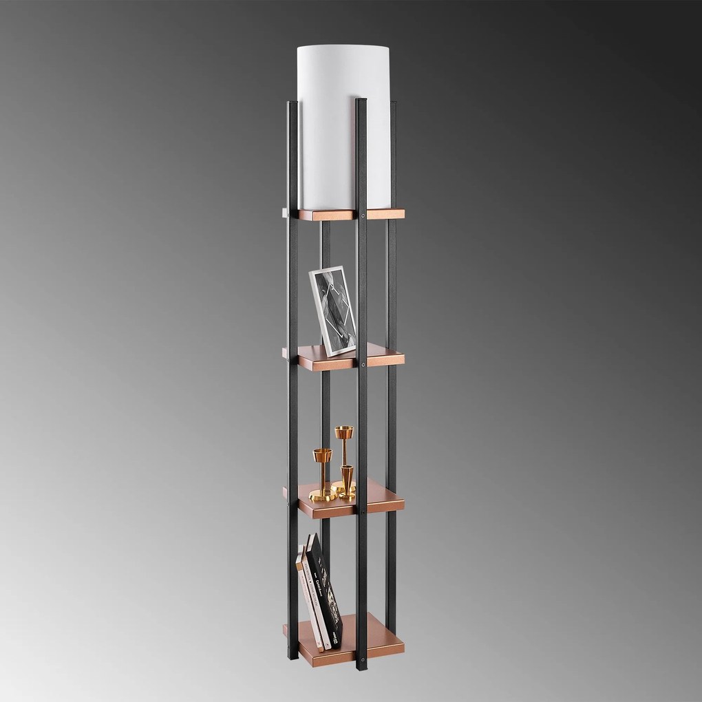 Candeeiro de Pé 7113 – Preto e Cobre – 25 x 25 x 130 cm