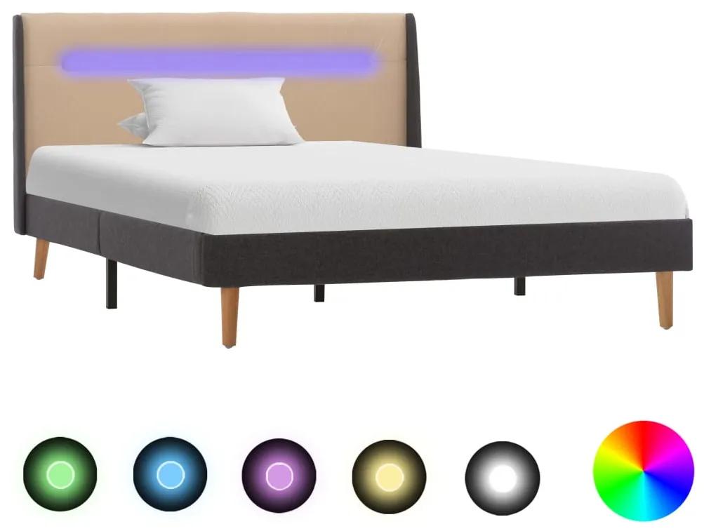 286699 vidaXL Estrutura de cama com LED 120x200 cm tecido creme