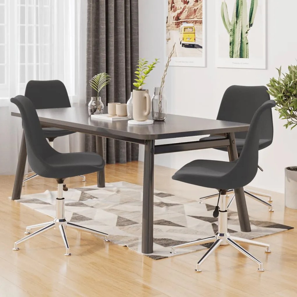 vidaXL Cadeiras de jantar giratórias 4 pcs tecido cinzento-escuro