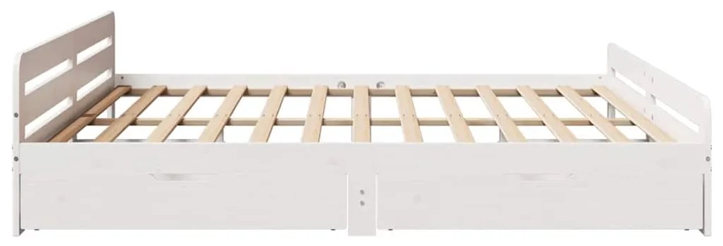 Cama sem colchão 200x200 cm madeira de pinho maciça branco