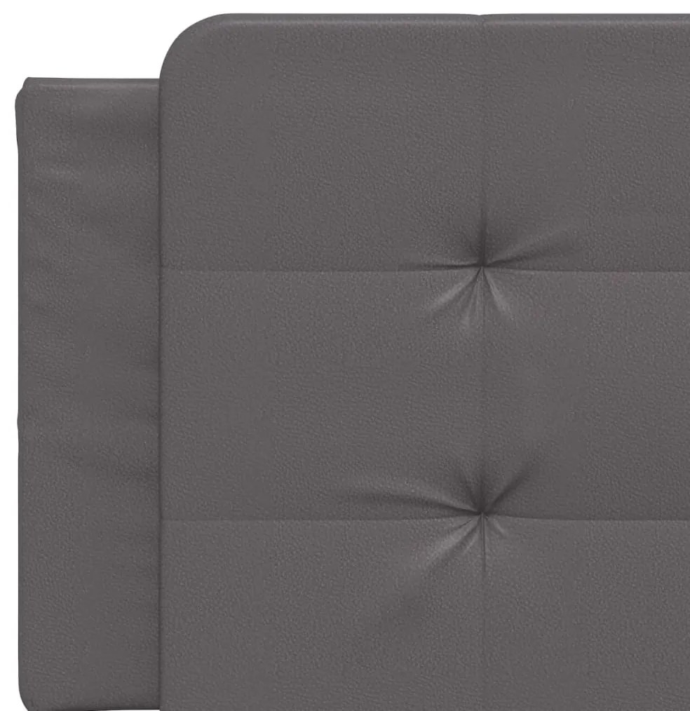 Estrutura de cama c/ luzes LED 160x200cm couro artificial cinza