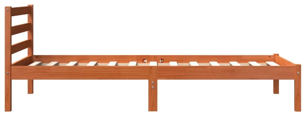 Cama sem colchão 75x190 cm madeira de pinho maciça castanho-mel