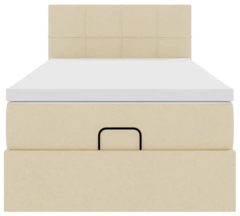 Cama otomana com colchão 100x200 cm tecido creme
