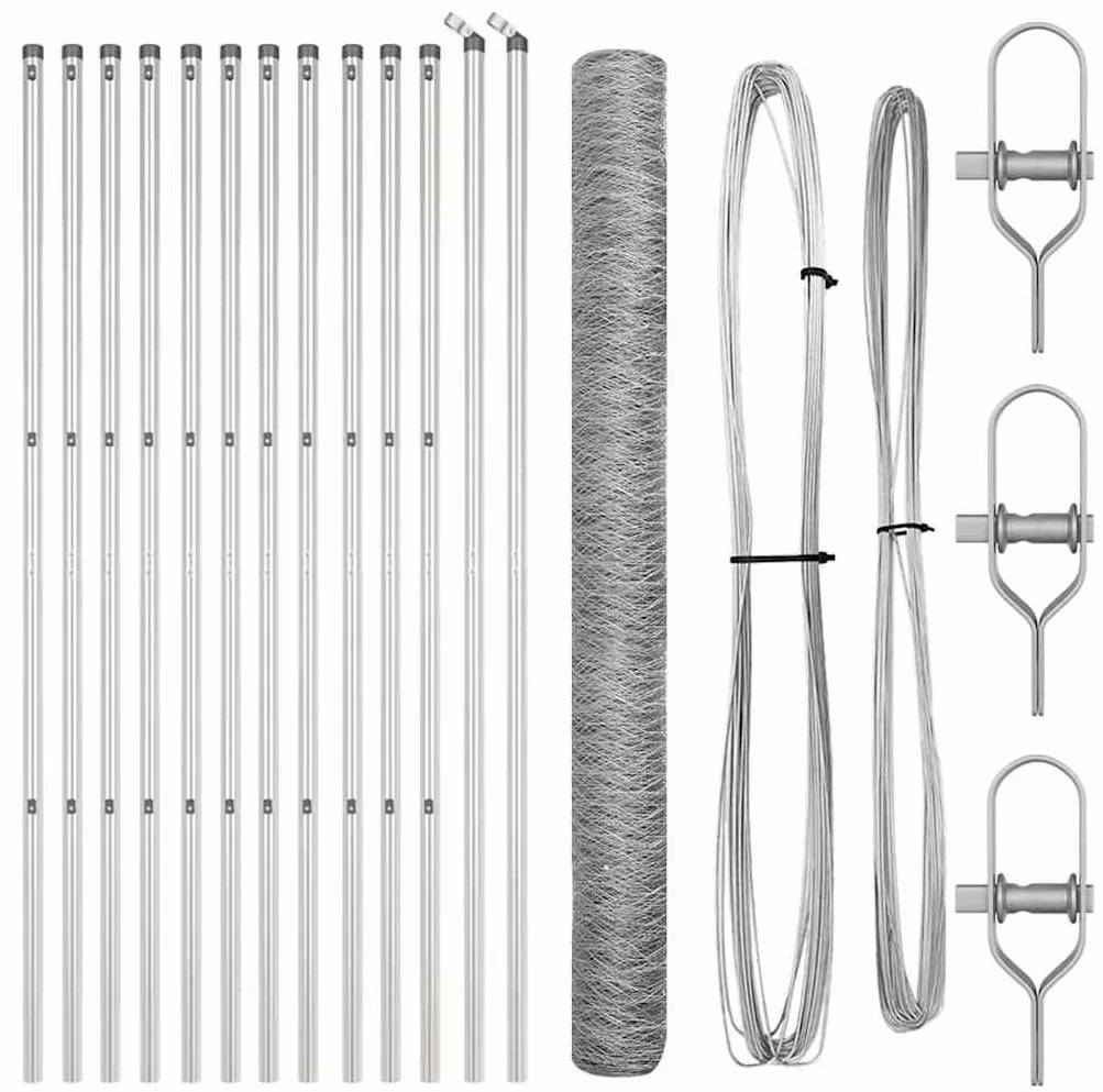 Conjunto de cercas Conjunto de 2 Aço galvanizado 25 x 1,5 m