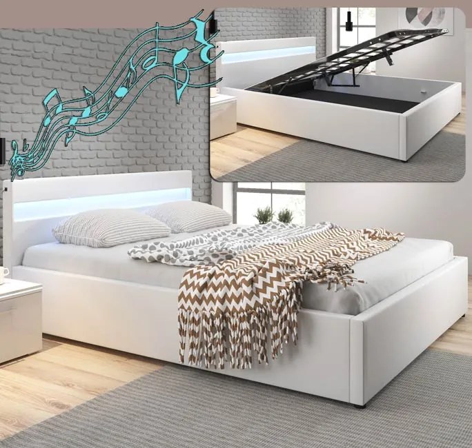 Cama Hidráulica com Arrumação e Sistema de Som "Barry" - 150x190 cm -
