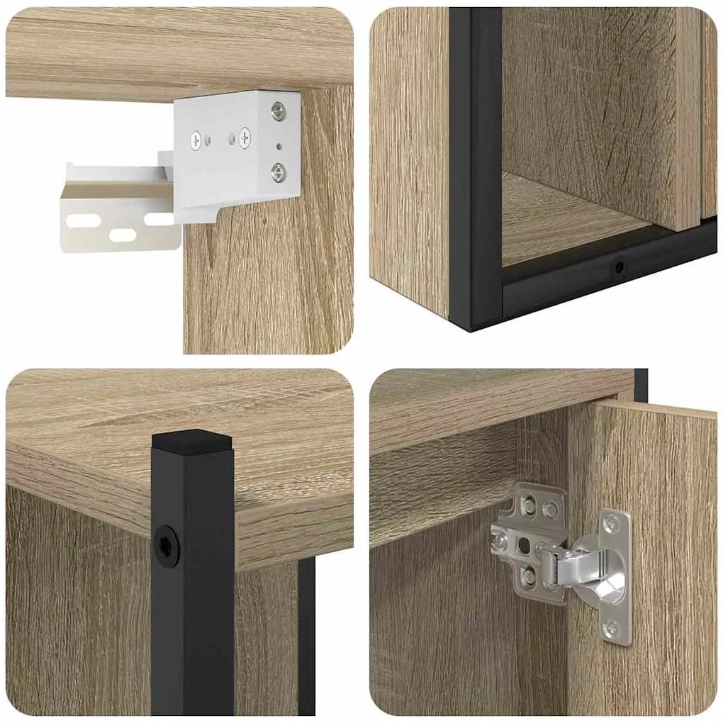 Conjunto de Móveis para Banheiro 4 pcs Carvalho sonoma