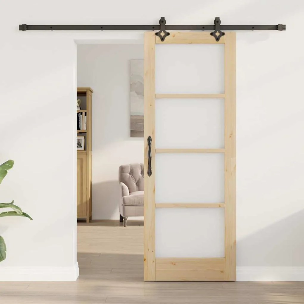 Porta Deslizante vidaXL com Conjunto de Hardware 73,5x198,5 cm Madeira