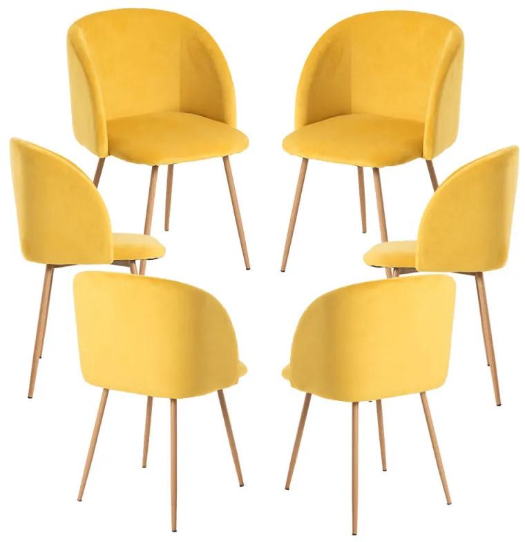 Pack 6 Cadeiras Velt Veludo - Amarelo