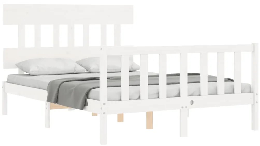 Cama sem colchão 140x200 cm madeira de pinho maciça branco