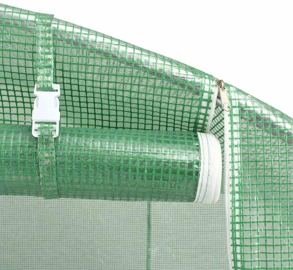 Estufa com estrutura de aço 96 m² 16x6x2,85 m verde
