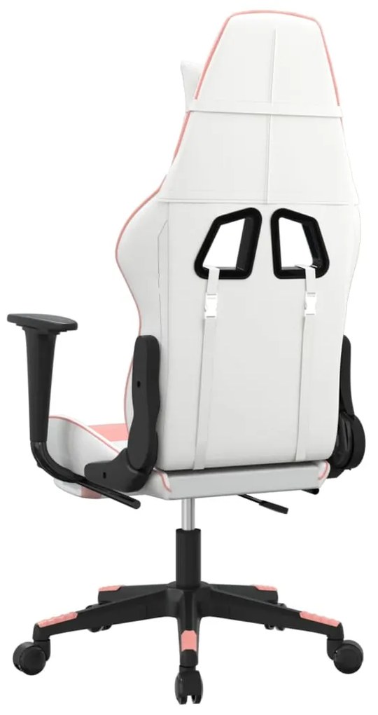 Cadeira gaming couro artificial branco e rosa