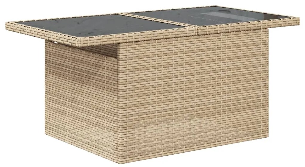 Mesa de jardim com tampo de vidro 100x55x73 cm vime PE bege