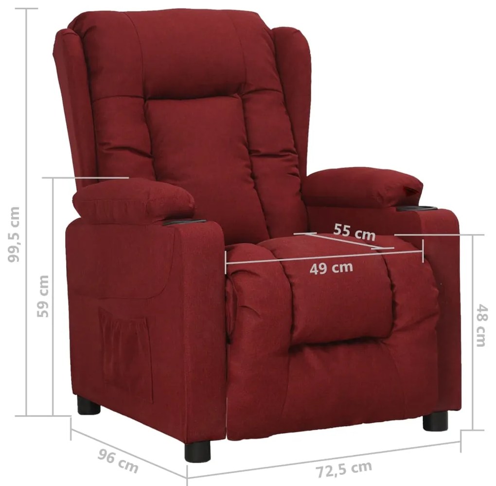 Poltrona reclinável tecido vermelho tinto
