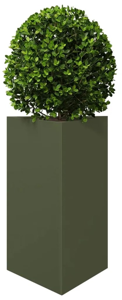 Vaso/floreira jardim triangular 50x43x75 cm aço verde-azeitona