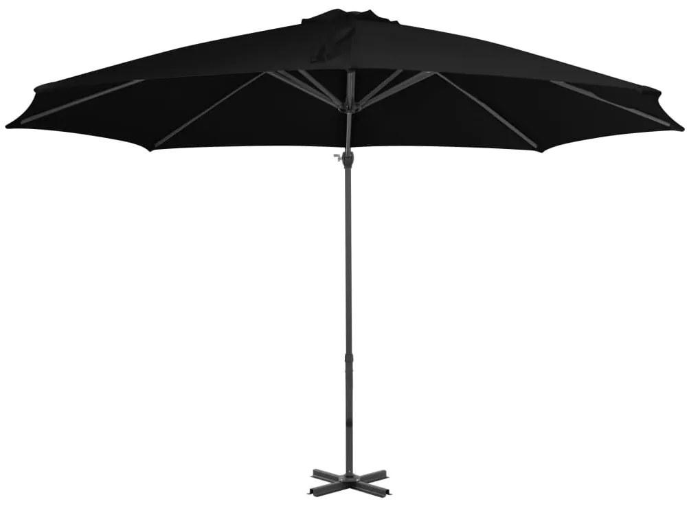 Guarda-sol de jardim cantilever c/ poste alumínio 300 cm preto