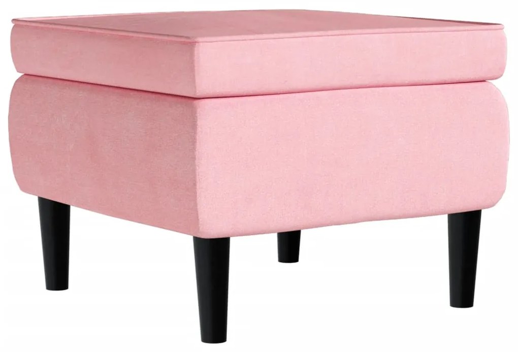 Poltrona de descanso com banco veludo rosa