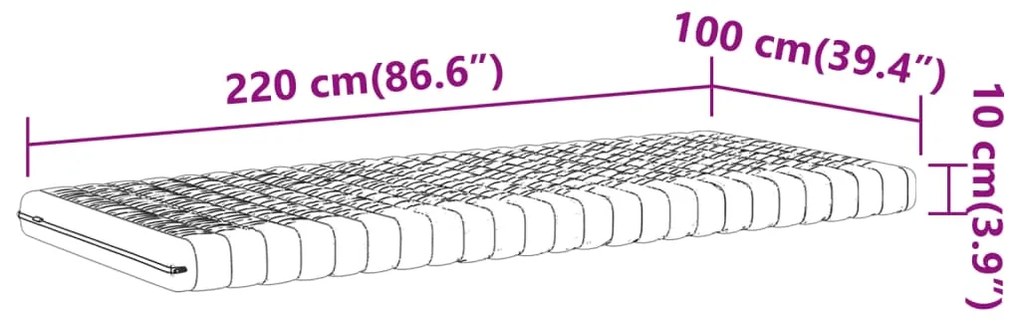 Colchão de espuma 100x220 cm 7 zonas dureza 20 ILD branco