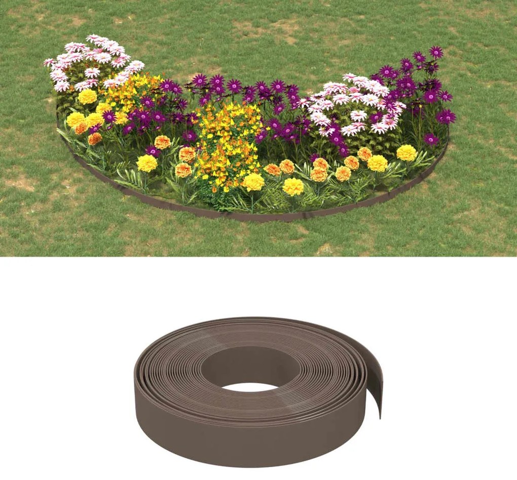 3155437 vidaXL Bordas de jardim 3 pcs 10 m 10 cm polietileno castanho