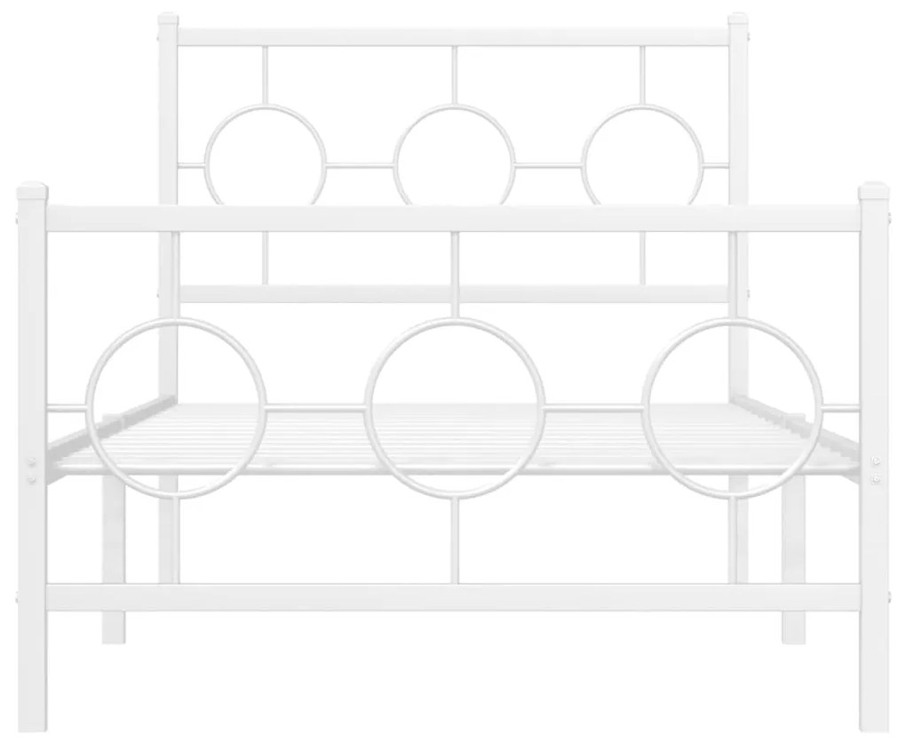 Estrutura de cama com cabeceira e pés 90x200 cm metal branco