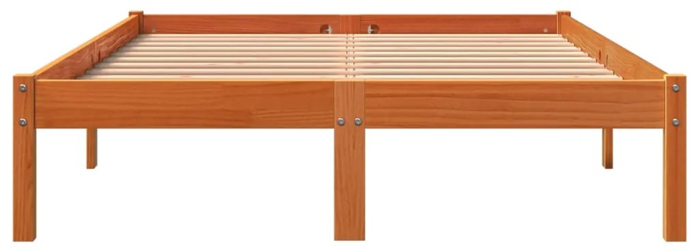 Cama sem colchão 140x200 cm madeira pinho maciça castanho-mel