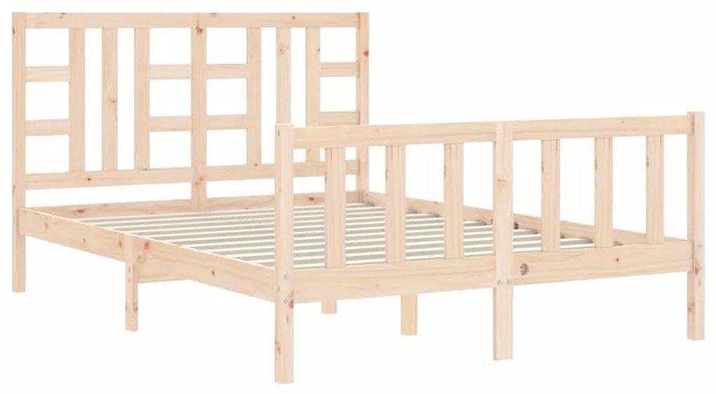 Estrutura de cama com cabeceira 140x190 cm madeira maciça