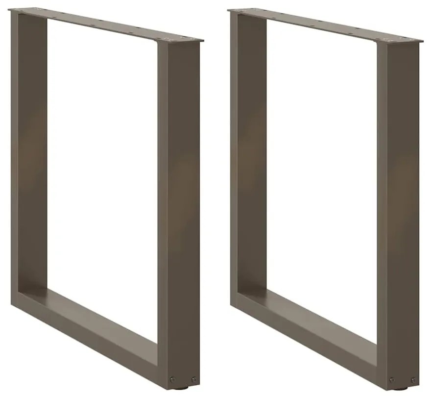 Pés para mesa de jantar em formato de U, 2 peças, aço natural, 90 x (7