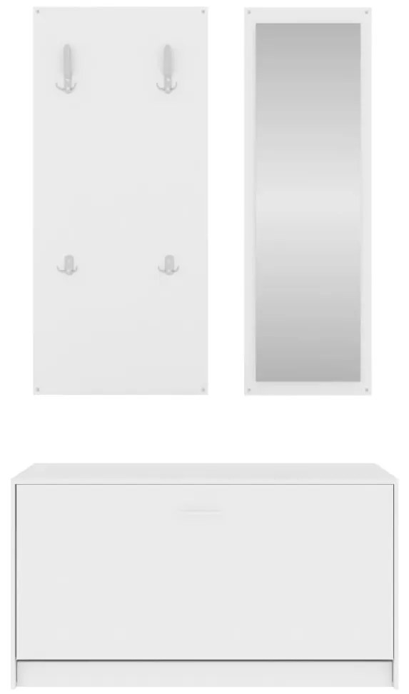 Conjunto de sapateira 3 em 1 derivados madeira branco