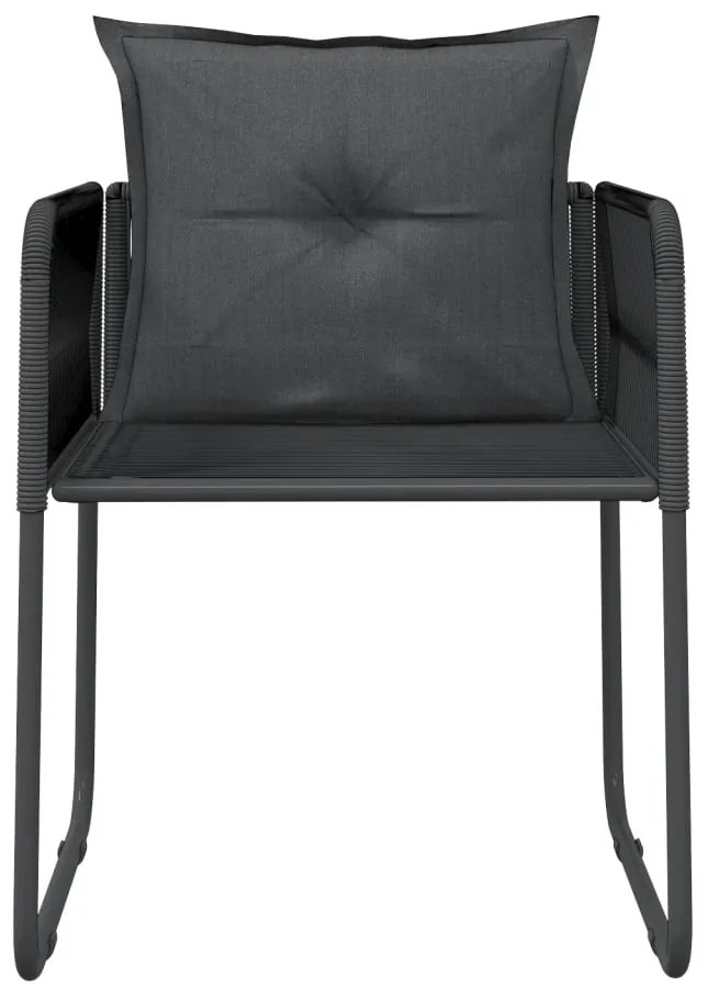 3 pcs conjunto de jantar para jardim preto