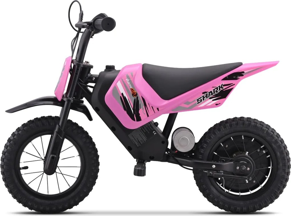 Mota elétrica para Crianças 12V SHARK, 3 a 6 anos rodas ar bombeado, Rosa