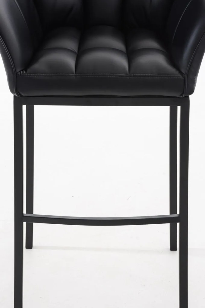 Banco de bar Damaso em couro sintético com estrutura preta 64 x 110 x 48 cm Preto