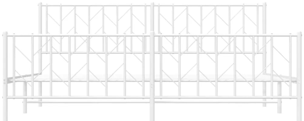 Estrutura de cama com cabeceira e pés 193x203 cm metal branco