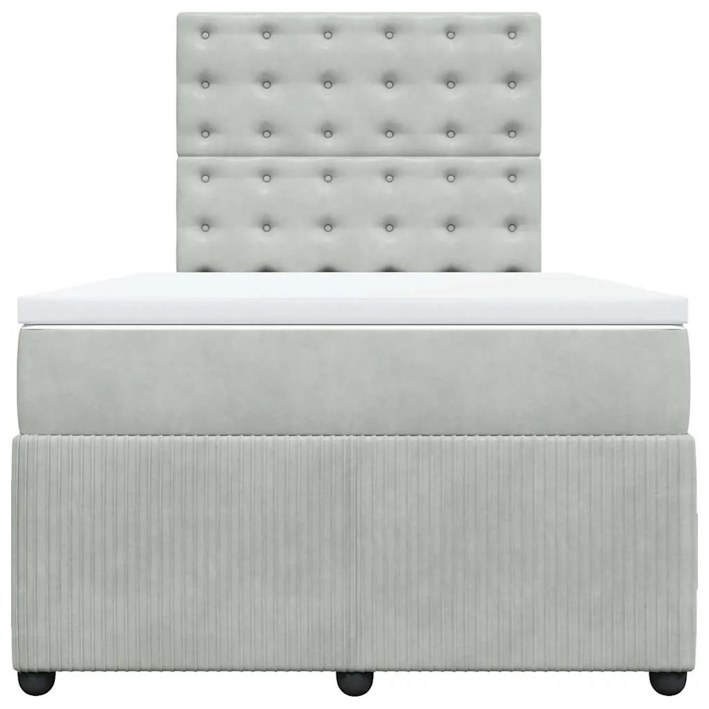 Cama boxspring com colchão 120x190 cm veludo cinzento-claro
