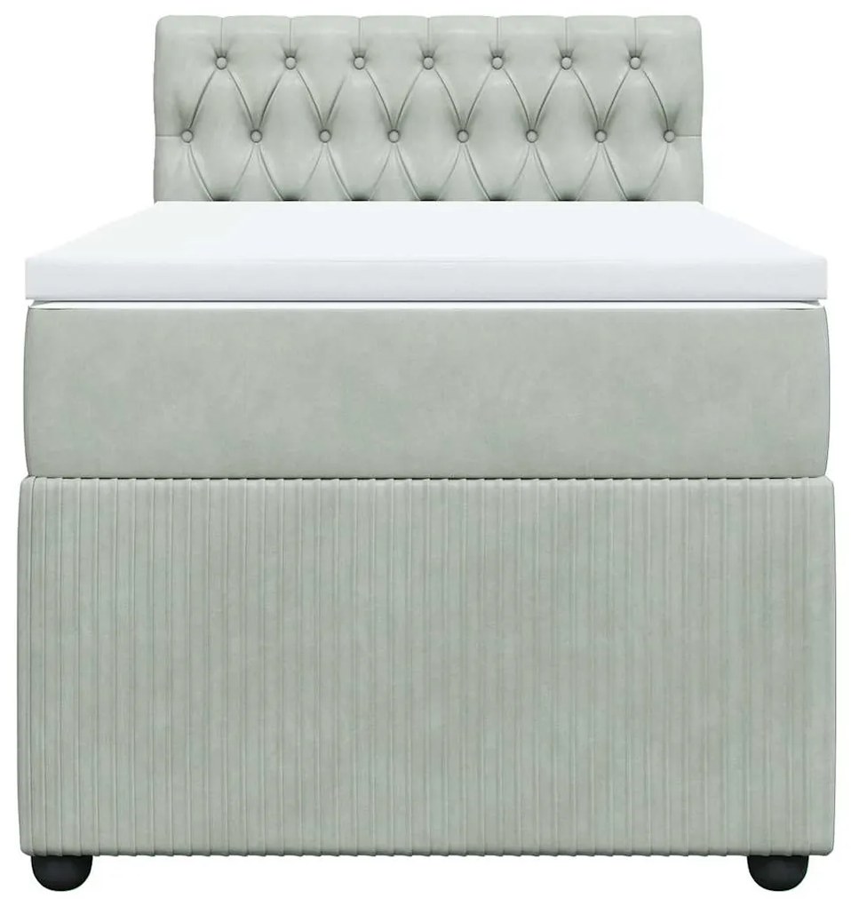Cama com molas/colchão 100x200 cm veludo cinza-claro